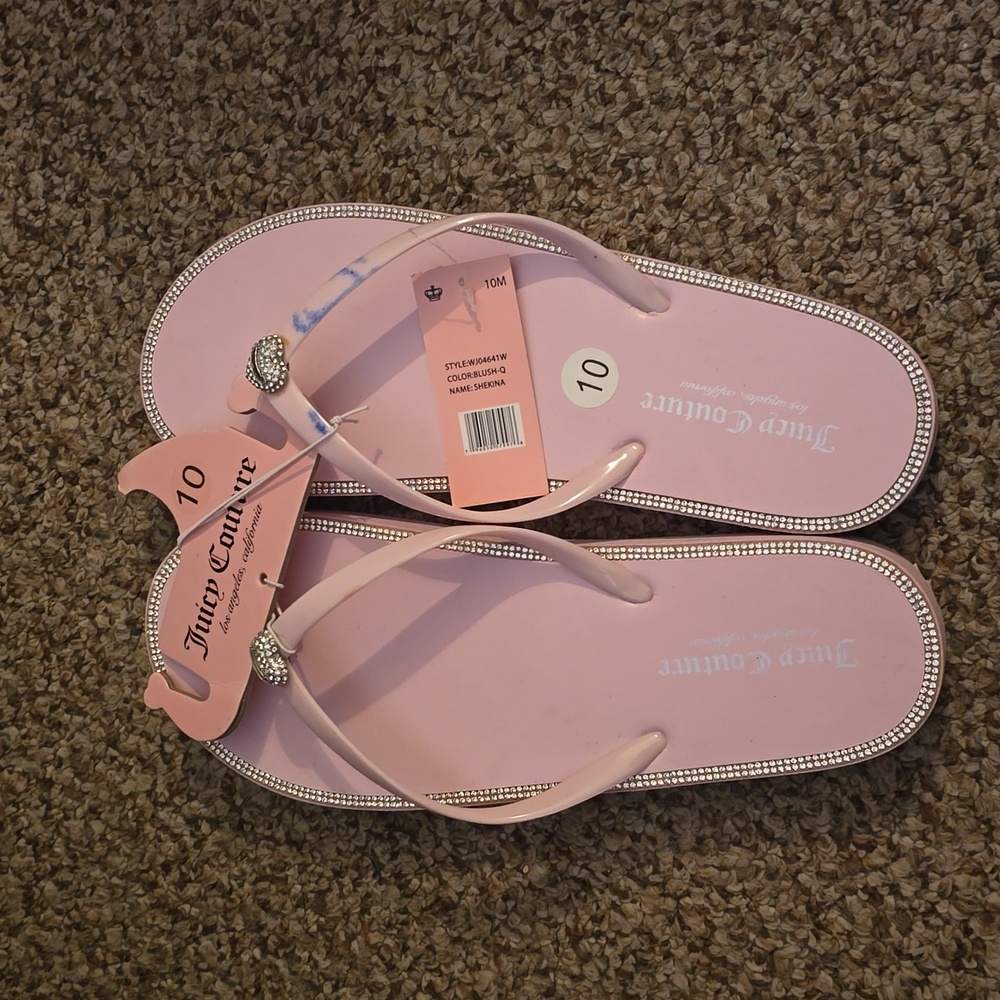 Juicy Coture ladies flip flops pink sparkly size 10 SHEKINA